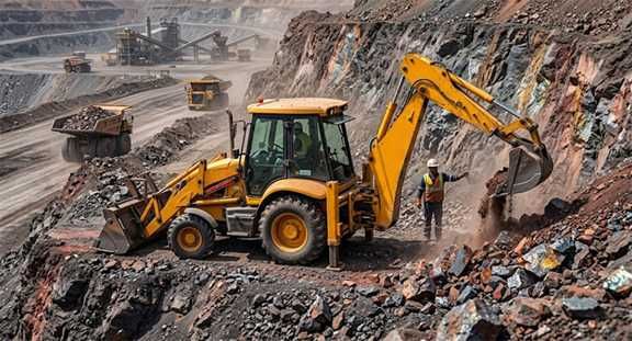 بیل بکهو نیوهلندhlb95 هنگام کار در معدن