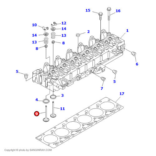 سوپاپ دود موتور بیل مکانیکی کوماتسو PC200-7