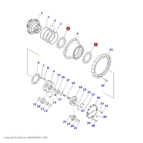 بلبرینگ گیربکس حرکت بیل مکانیکی کوماتسو PC200-7