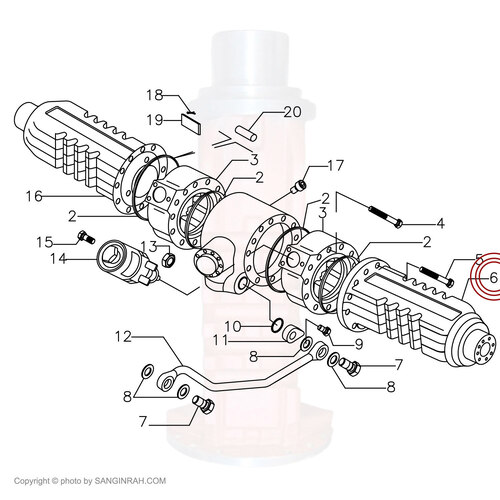 پوسته اکسل چرخ عقب_راست غلتک هپکو HC100