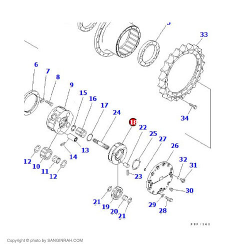 کاریر سه تایی گیربکس حرکت بیل مکانیکی کوماتسو PC200-7