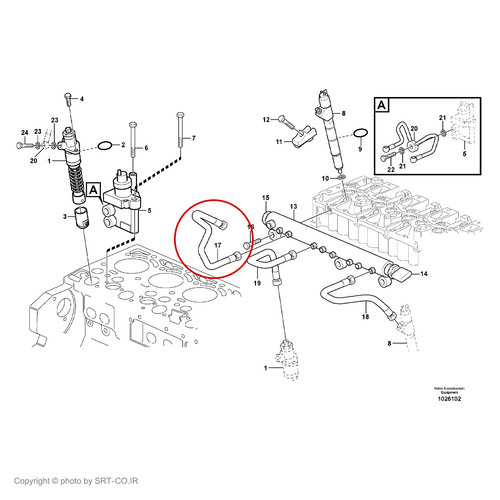 لوله گازوئیل بیل مکانیکی ولوو EC240