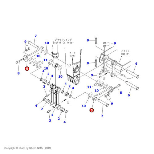 لینک پشت باکت بیل مکانیکی کوماتسو PC400-7