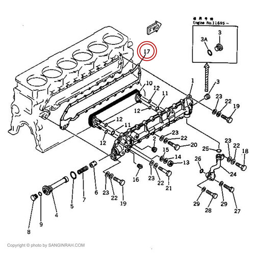 واشر آب بندی پوسته کولر روغن موتور کوماتسو 6D 105