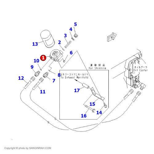 پایه فیلتر روغن موتور بیل مکانیکی کوماتسو PC200-7