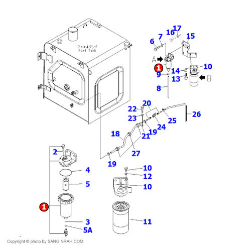 فیلتر آبگیر گازوئیل بیل مکانیکی کوماتسو PC200-7