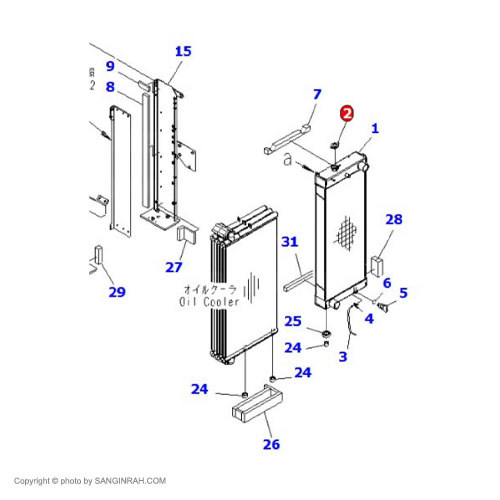 درب رادیاتور آب موتور کوماتسو 6D125 E3