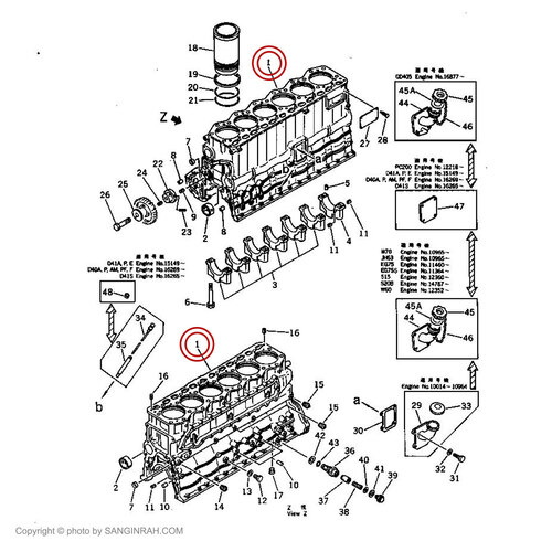بلوک سیلندر موتور بیل مکانیکی کوماتسو PC200-1