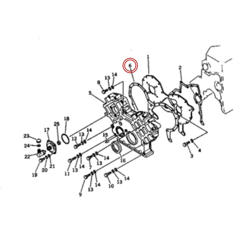 واشر سینی جلو موتور کوماتسو 6D 105