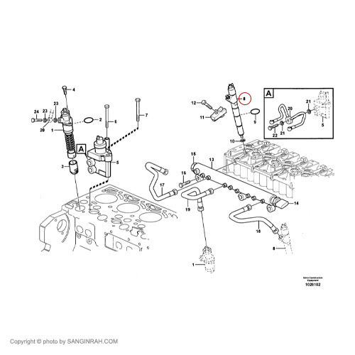 میل بوش انژکتور لودر ولوو L120F