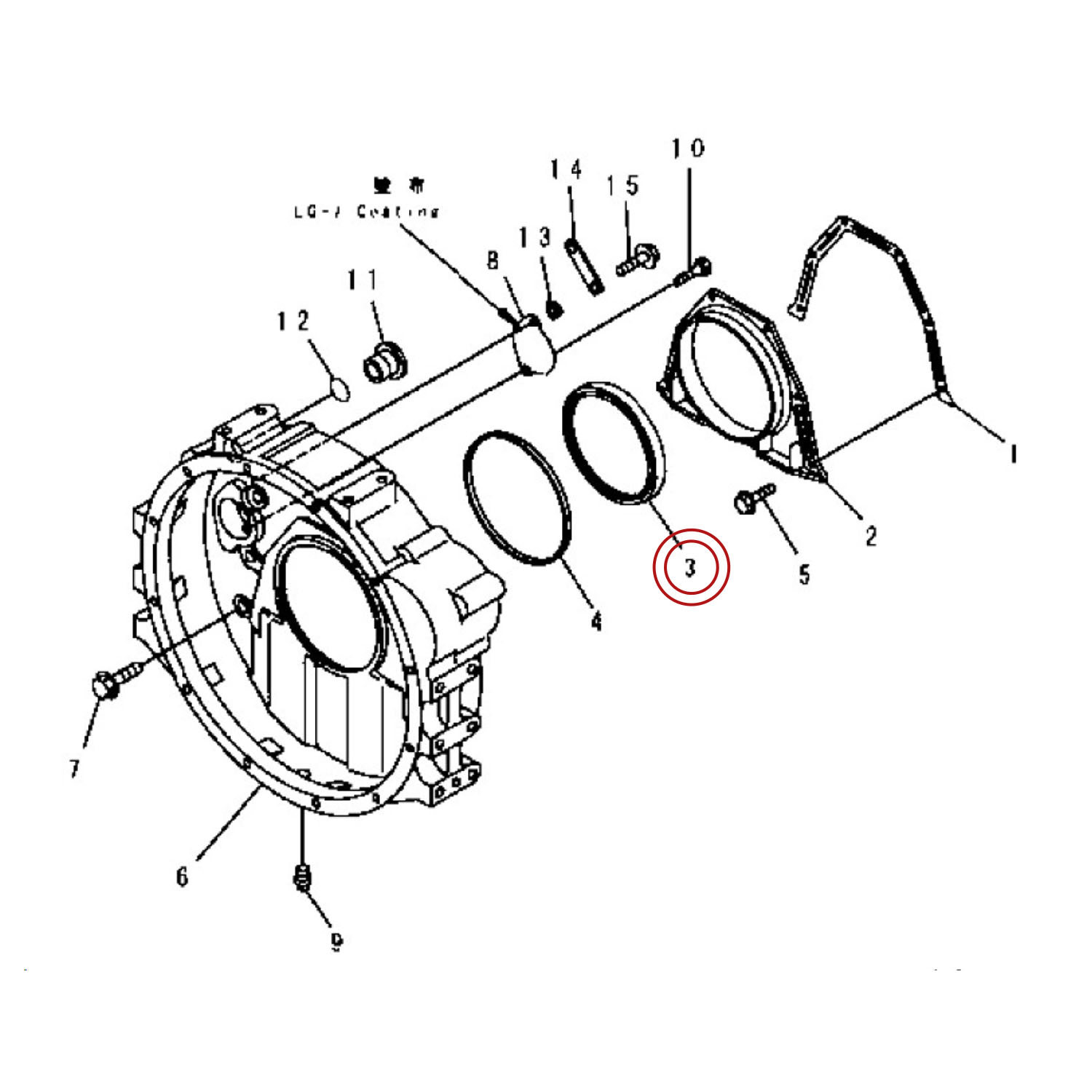 کاسه نمد ته میلنگ بیل کوماتسو PC200-7