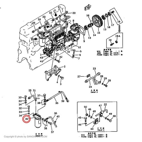 فیلتر گازوئیل سوخت موتور کوماتسو 6D 105