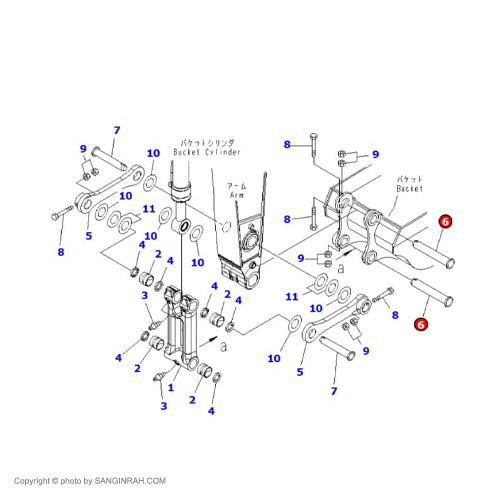 پین پشت باکت بیل مکانیکی کوماتسو PC400-7