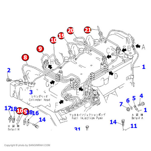 لوله فارسونگا بیل مکانیکی کوماتسو PC200-7
