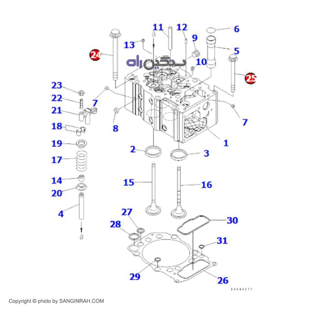 پیچ سر سیلندر موتور کوماتسو 6D 170 E-5
