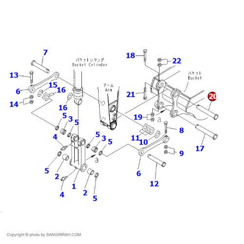 پین باکت بیل مکانیکی کوماتسو PC220-7
