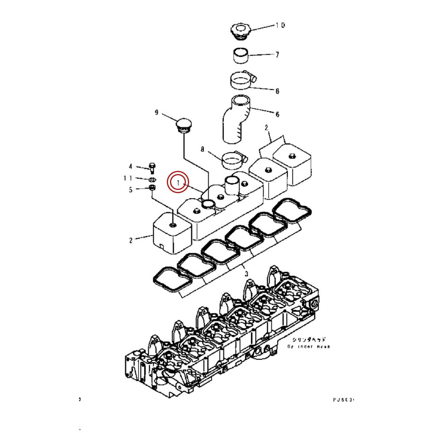 درب قالپاق اصلی موتور بیل مکانیکی کوماتسو PC200-7