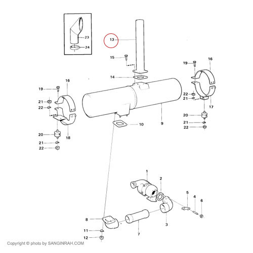 لوله منبع اگزوز لودر ولوو 4400
