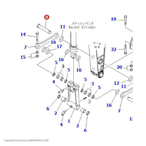 پین ملخی و سر استیک بیل مکانیکی کوماتسو PC200-7