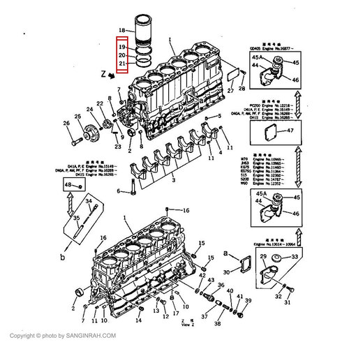 اورینگ دور بوش سیلندر موتور بیل مکانیکی کوماتسو PC200-1