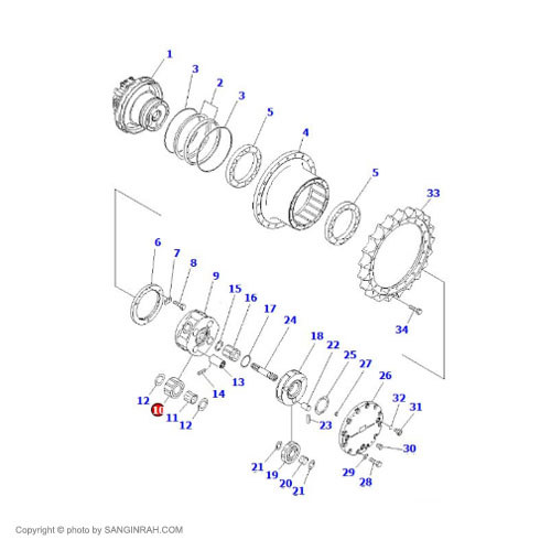 دنده هرزگرد کاریر بزرگ حرکت بیل مکانیکی کوماتسو PC200-7
