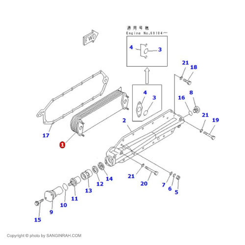 سردکن روغن موتور لودر کوماتسو WA 470-3