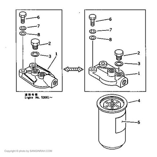 پایه فیلتر گازوئیل موتور کوماتسو 6D 105