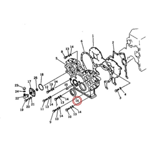 کاسه نمد سینی جلو موتور کوماتسو 6D 105