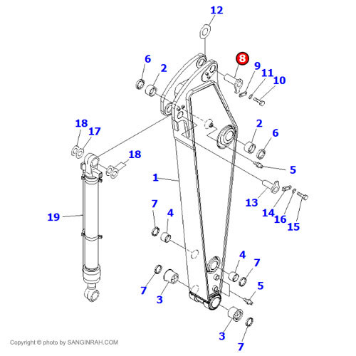 پین سر جک استیک بیل مکانیکی کوماتسو PC220-7