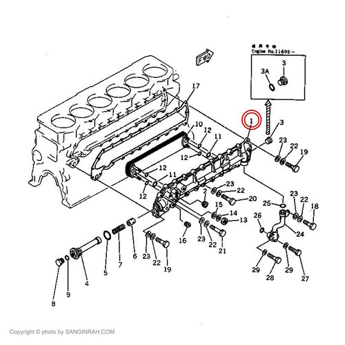 پوسته کولر روغن موتور کوماتسو 6D 105