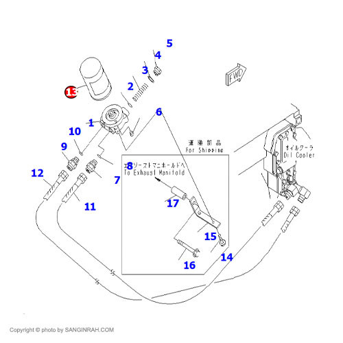 فیلتر روغن موتور بیل مکانیکی کوماتسو PC200-7