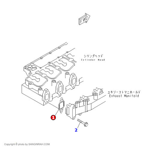 واشر منیفولد اگزوز بیل مکانیکی کوماتسو PC200-7