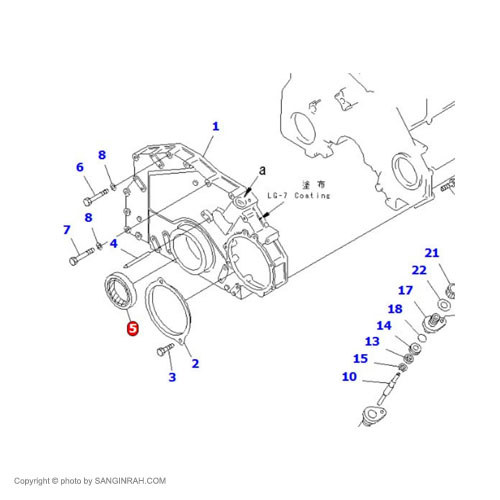 کاسه نمد سینی جلو موتور لودر کوماتسو WA 470-3