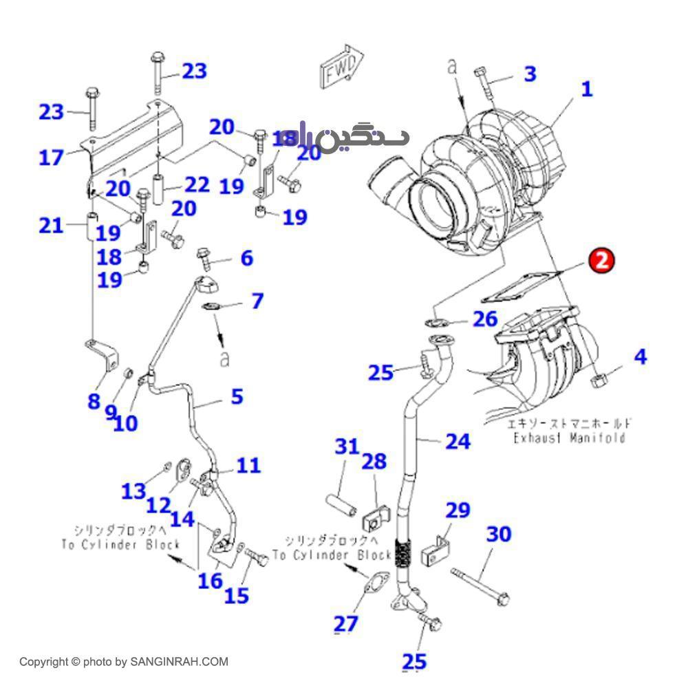 واشر توربو شارژر موتور کوماتسو 6D 170 E-5