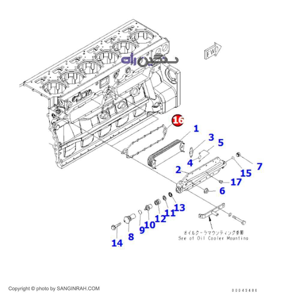 واشر کولر روغن موتور کوماتسو 6D 170 E-5