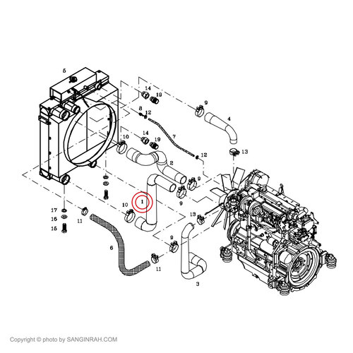 شلنگ پایین اینترکولر بیل مکانیکی هپکو HE100
