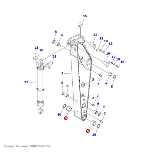 بوش بازو به باکت بیل مکانیکی کوماتسو PC200-7