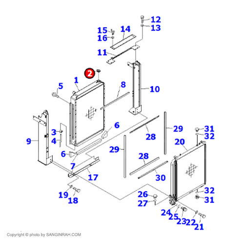 درب رادیاتور آب موتور کوماتسو 6D102