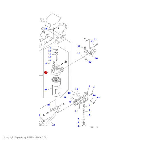 پایه فیلتر روغن موتور لودر کوماتسو WA 470-3