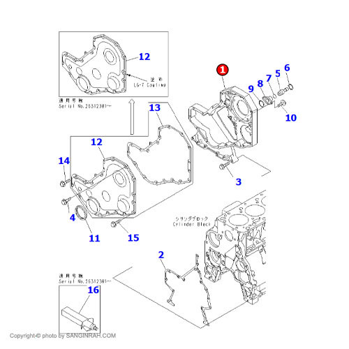 سینی جلو موتور کوماتسو 6D102