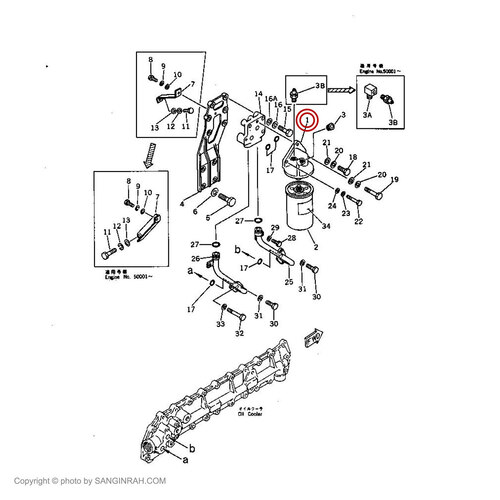 پایه فیلتر روغن موتور بیل مکانیکی کوماتسو PC200-1