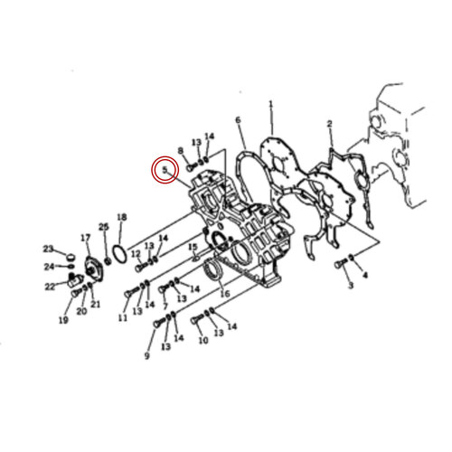 سینی جلو موتور کوماتسو 6D 105