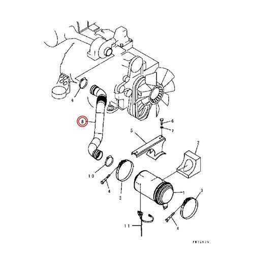 شلنگ سوپر به هواکش موتور کوماتسو 6D102