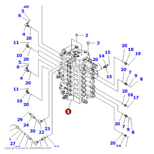 شیر کنترل کامل بیل مکانیکی کوماتسو PC220-7