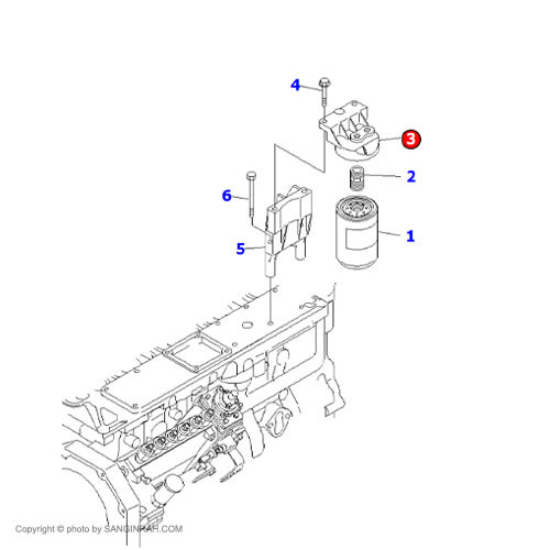 پایه فیلتر سوخت اصلی بیل مکانیکی کوماتسو PC200-7