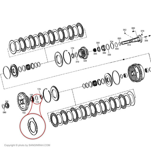 تراست واشر گرافیتی لبه دار گیربکس زد اف ZF 6WG200
