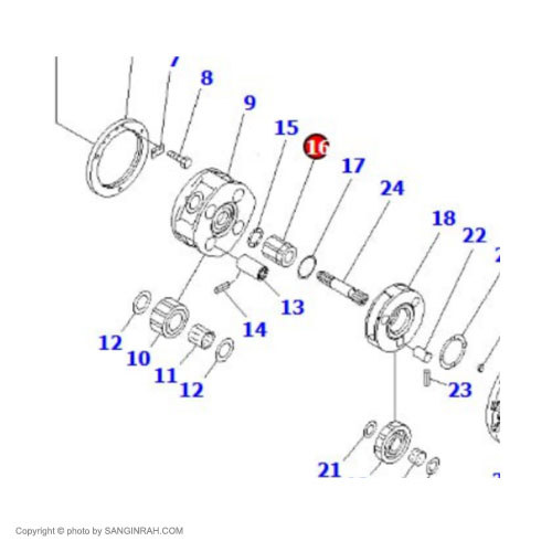 دنده سر پلوس گیربکس حرکت بیل مکانیکی کوماتسو PC200-7