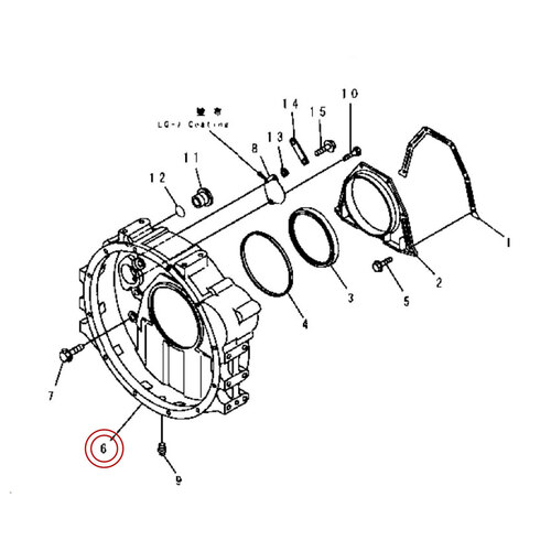 پوسته فلایویل موتور کوماتسو 6D102