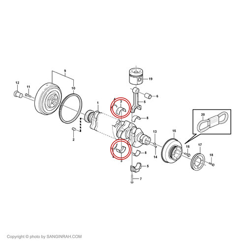 یاطاقان ثابت موتور بیل مکانیکی ولوو EC 210 BLC