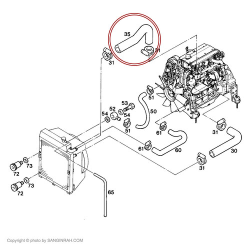 شلنگ بالا رادیاتور بیل مکانیکی هپکو A900